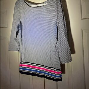 Lilly Pulitzer Striped Long Sleeve Top with Colorful Hem